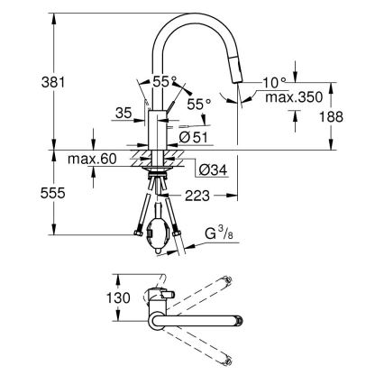 GROHE 31481001 - Köögisegisti EUROSMART COSMOPOLITAN läikiv kroom