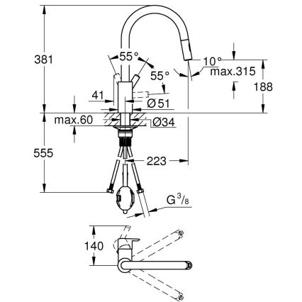 GROHE 31486DC1 - FEEL roostevabast terasest köögisegisti