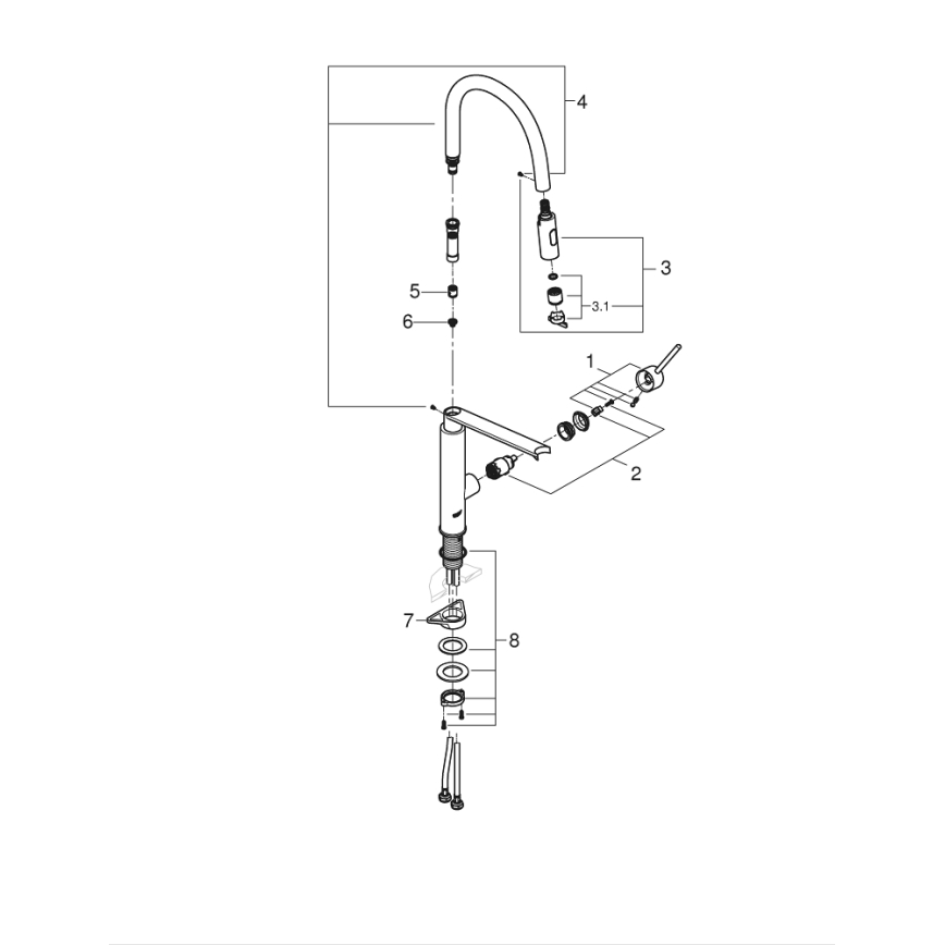 GROHE 31491000 - CONCETTO köögisegisti professionaalse dušiotsikuga, läikiv kroom