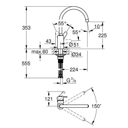 GROHE 31494001 - GET köögisegisti, läikiv kroom