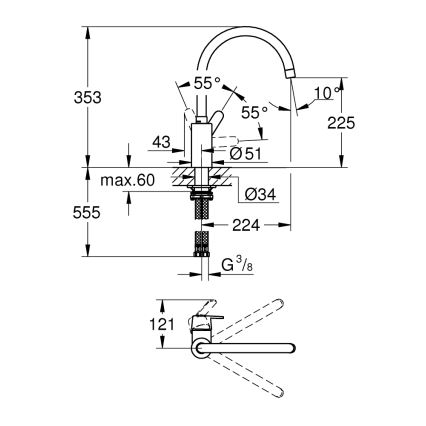 GROHE 31494001 - GET köögisegisti, läikiv kroom