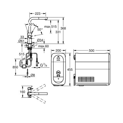 GROHE 31539000 - Köögikraan BLUE HOME, L-kujuline väljavool, läikiv kroom