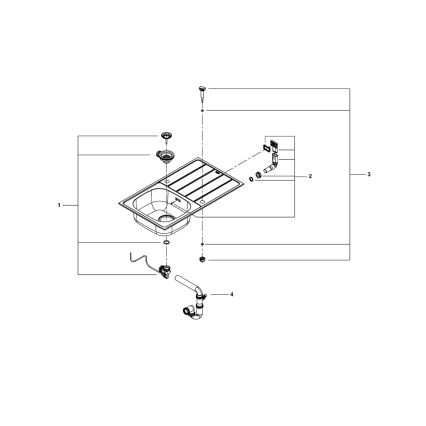 GROHE 31562SD1 - BAU köögivalamu ja segisti komplekt 860 x 500 mm, roostevaba teras