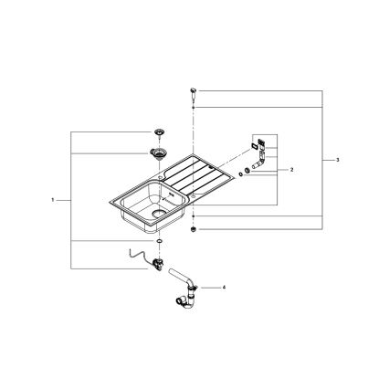 GROHE 31563SD1 - K500 valamu 1000 × 500 mm roostevabast terasest