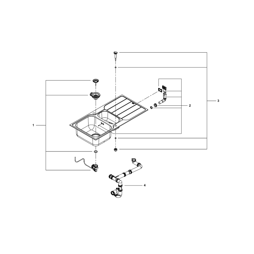 GROHE 31572SD1 - Köögivalamu K500 1000 × 500 mm, roostevabast terasest