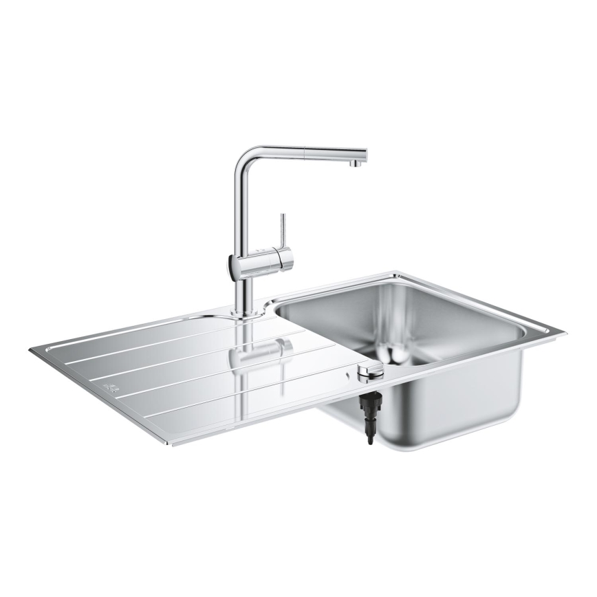 GROHE 31573SD1 -Komplekt köögivalamut K500 nõrutusalusega ja segisti A-ga 86×50 cm roostevabast terasest