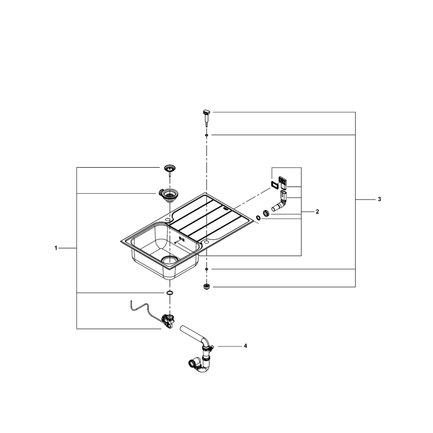 GROHE 31573SD1 -Komplekt köögivalamut K500 nõrutusalusega ja segisti A-ga 86×50 cm roostevabast terasest