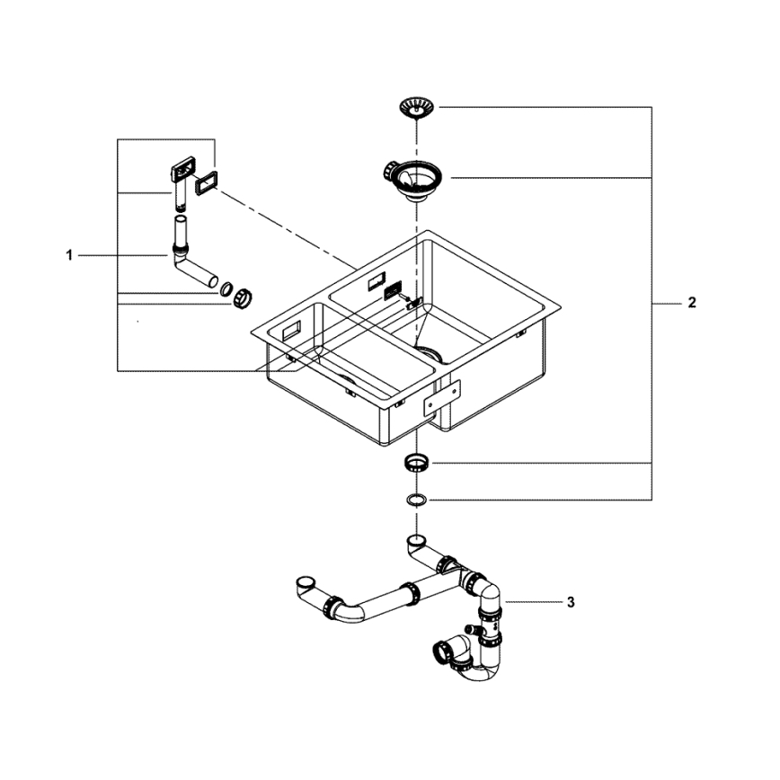 GROHE 31576SD1 - Köögivalamu K700U 595 × 450 mm, roostevabast terasest