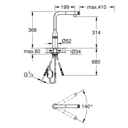 GROHE 31615000 - Köögisegisti ESSENCE SMARTCONTROL 366 mm läikiv kroom