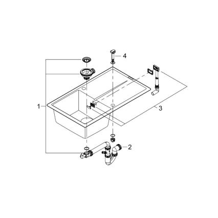 GROHE 31640AP0 - K400 komposiitvalamu 860 × 500 mm, graniit/must