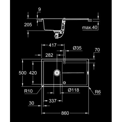 GROHE 31640AP0 - Komposiitvalamu K400 860 × 500 mm must