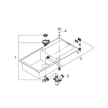 GROHE 31645AP0 - K500 komposiitvalamu 1000 × 500 mm must