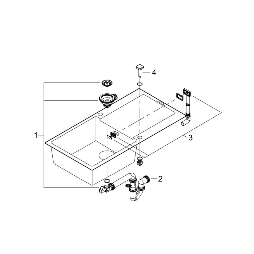GROHE 31645AP0 - K500 komposiitvalamu 1000 × 500 mm must