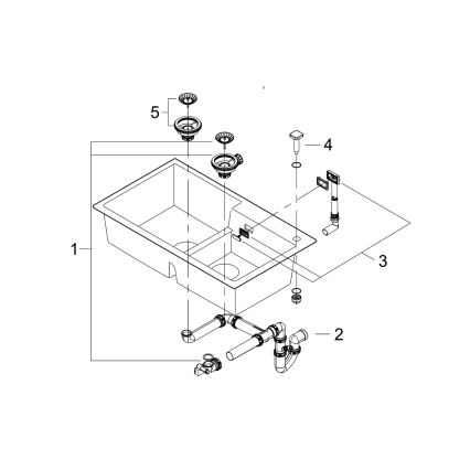 GROHE 31649AP0 - Komposiitvalamu K500 860 × 500 mm must