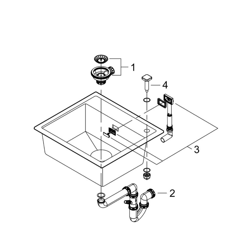 GROHE 31651AP0 - Köögivalamu K700 560 × 510 mm graniit/must
