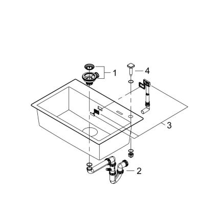 GROHE 31652AP0 - K700 komposiitvalamu 780 × 510 mm must