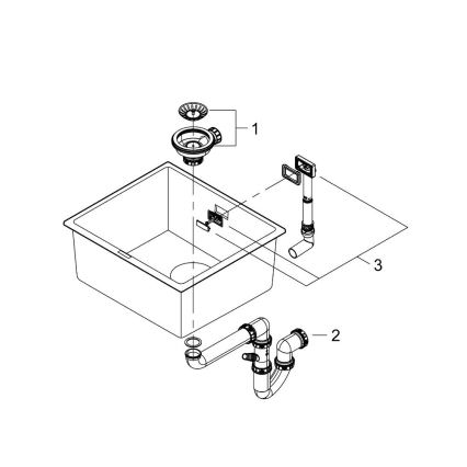 GROHE 31653AP0 - Valamu K700U 457 × 406 mm kivi/must