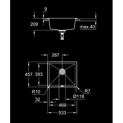 GROHE 31654AP0 - Komposiitvalamu K700U 533 × 457 mm must