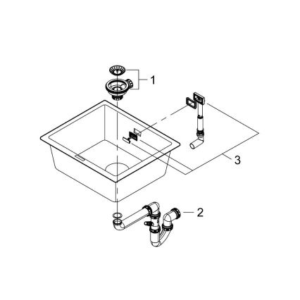 GROHE 31654AP0 - Valamu K700U 533 × 457 mm must graniit/must