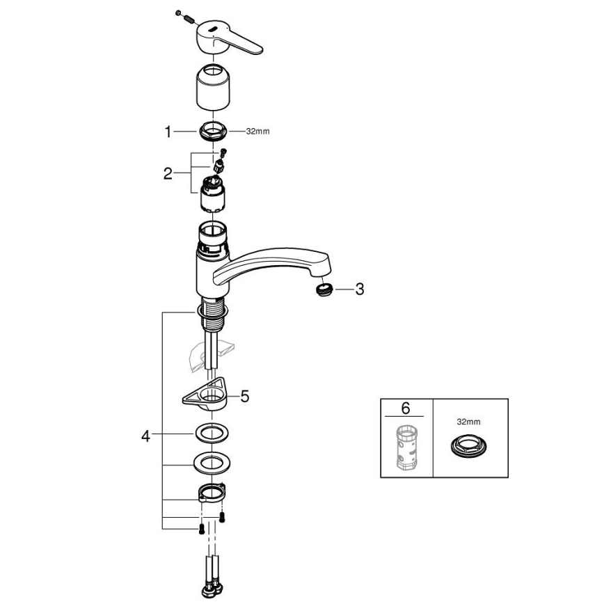 GROHE 31680000 - BAUECO köögisegisti, läikiv kroom
