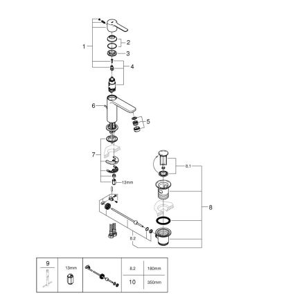 GROHE 32109GL1 - LINEARE valamu segisti, suurus XS, kuldne