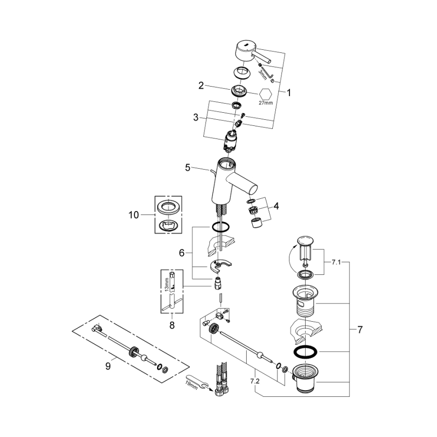 GROHE 32204001 - Valamu segisti CONCETTO DN 15 läikiv kroom