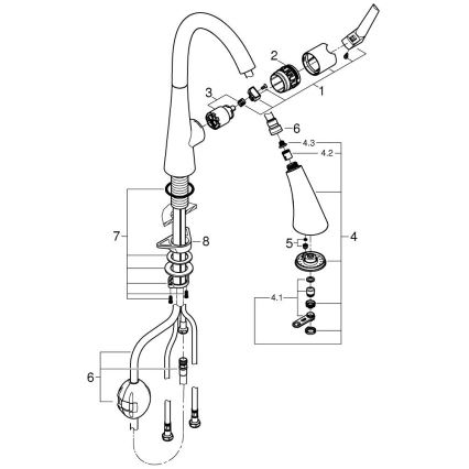 GROHE 32294002 - Köögisegisti ZEDRA 401 mm, läikiv kroom