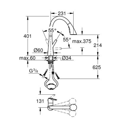 GROHE 32294002 - Valamusegisti ZEDRA 401 mm, läikiv kroom