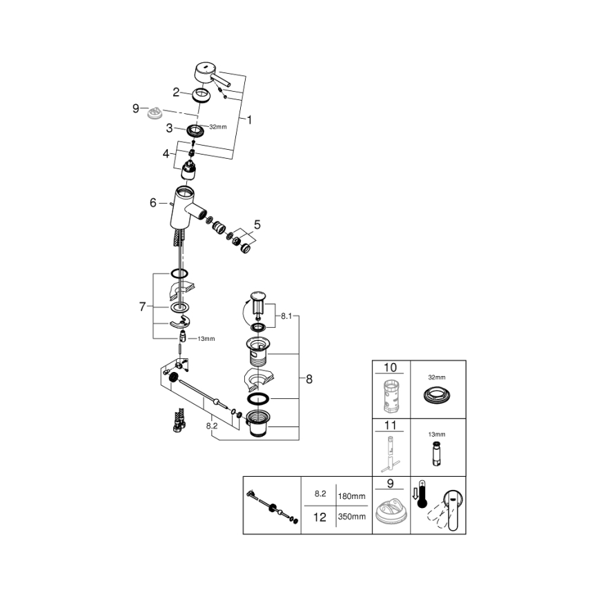 GROHE 32558000 - Bidee segisti FEEL DN 15, läikiv kroom
