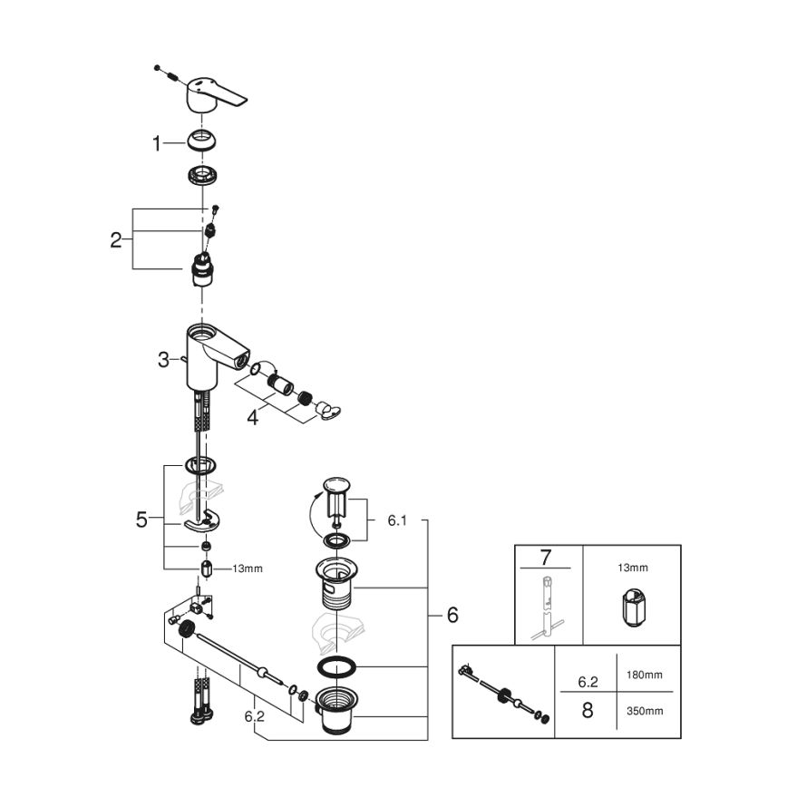 GROHE 325602432 - START bidee segisti, suurus S, must