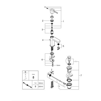 GROHE 32612003 - Valamu segisti PLUS suurus S, läikiv kroom