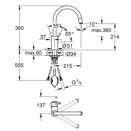 GROHE 32663003 - Valamu segisti CONCETTO 360 mm läikiv kroom