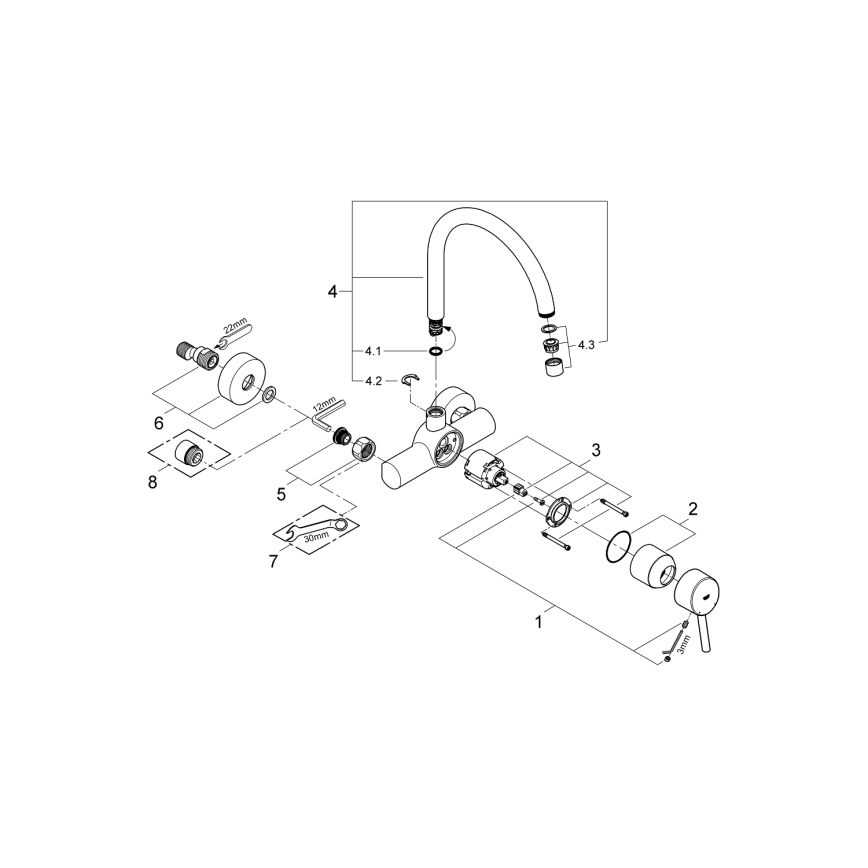GROHE 32667001 - Köögivalamu segisti CONCETTO 280 mm läikiv kroom