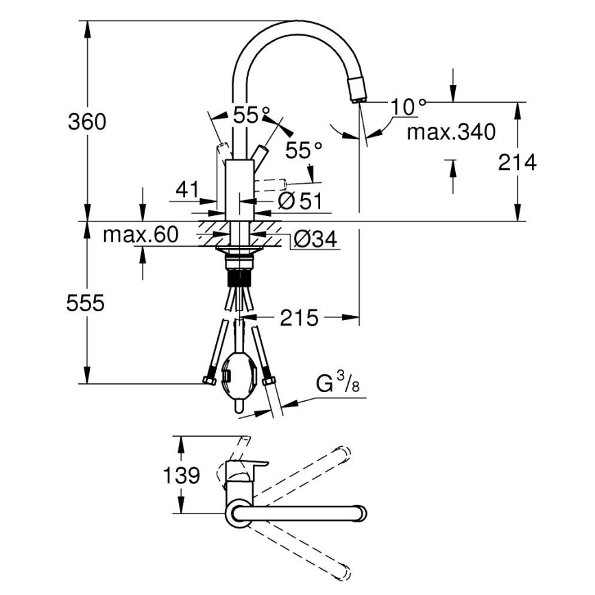 GROHE 32671002 - Köögisegisti FEEL läikiv kroom