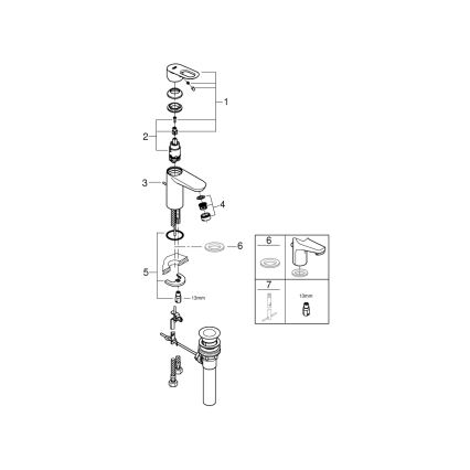 GROHE 32814000 - Valamu segisti BAULOOP läikiv kroom