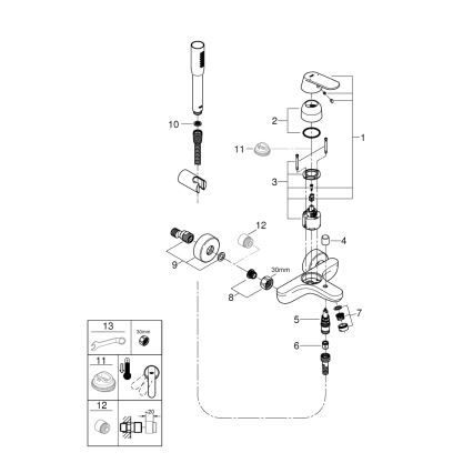 GROHE 32832000 - Vannikomplekt koos segistiga EUROSMART COSMOPOLITAN, läikiv kroom