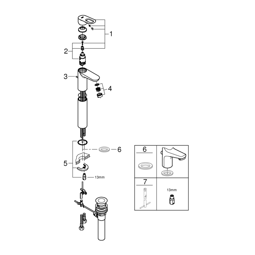 GROHE 32856000 - Valamu segisti BAULOOP 12” läikiv kroom