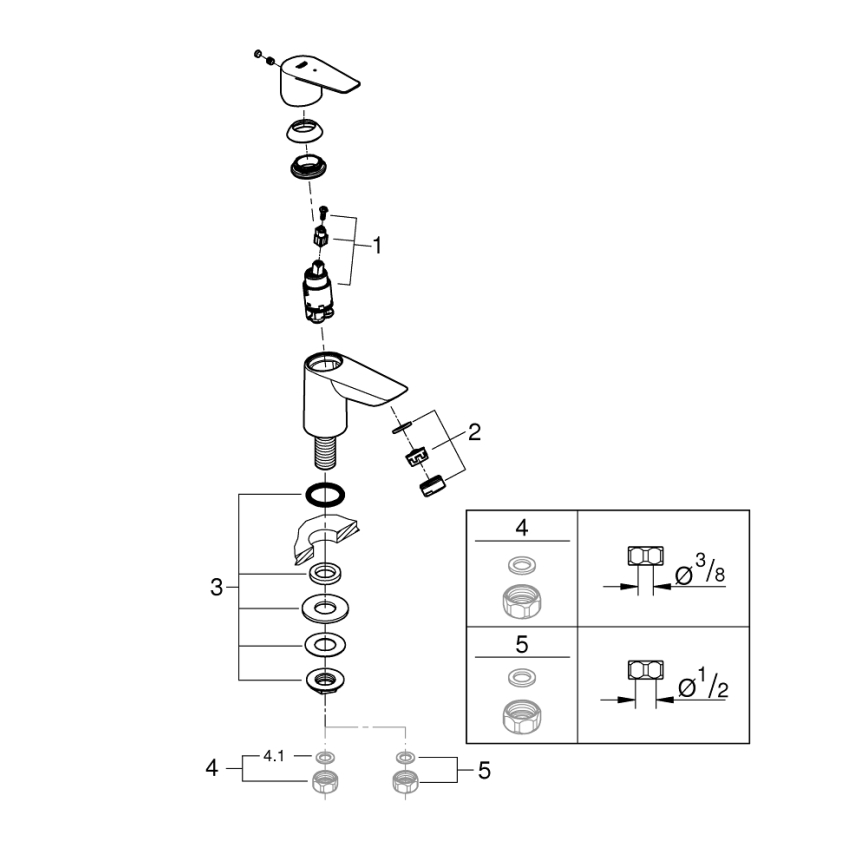 GROHE 32861001 - Lauapealne segisti BAUEDGE 131 mm läikiv kroom