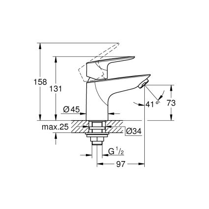 GROHE 32861001 - Lauapealne segisti BAUEDGE 131 mm läikiv kroom