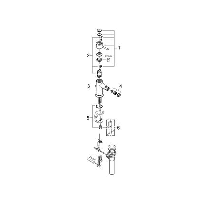 GROHE 32864000 - BAUCLASSIC bidetisegisti, läikiv kroom