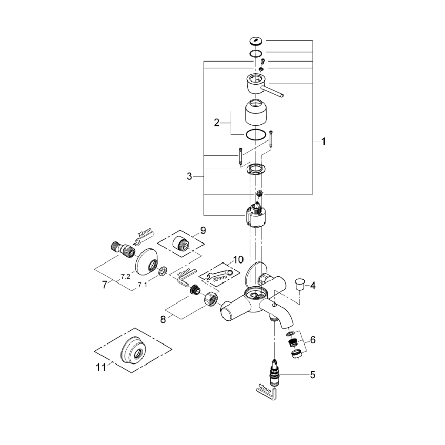 GROHE 32865000 - Vannisegisti BAUCLASSIC DN 15 läikiv kroom