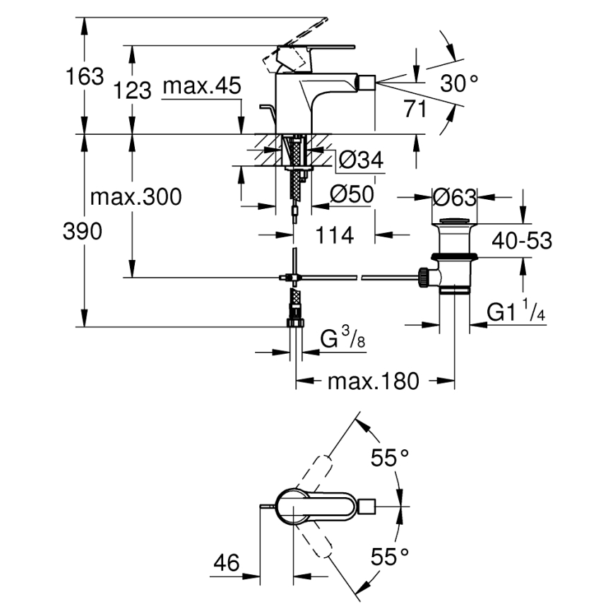 GROHE 32885000 - Bidee segisti GET DN 15 läikiv kroom