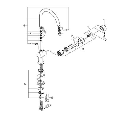 GROHE 32917000 - Köögisegisti A 356 mm läikiv kroom
