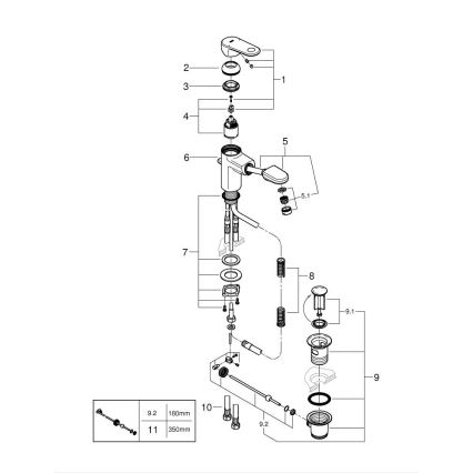 GROHE 33155002 - Valamu segisti EUROPLUS DN 15 läikiv kroom