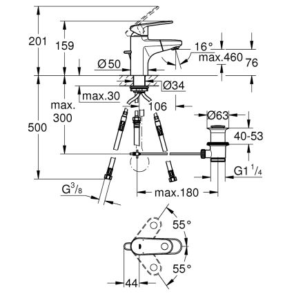 GROHE 33155002 - Valamu segisti EUROPLUS DN 15 läikiv kroom