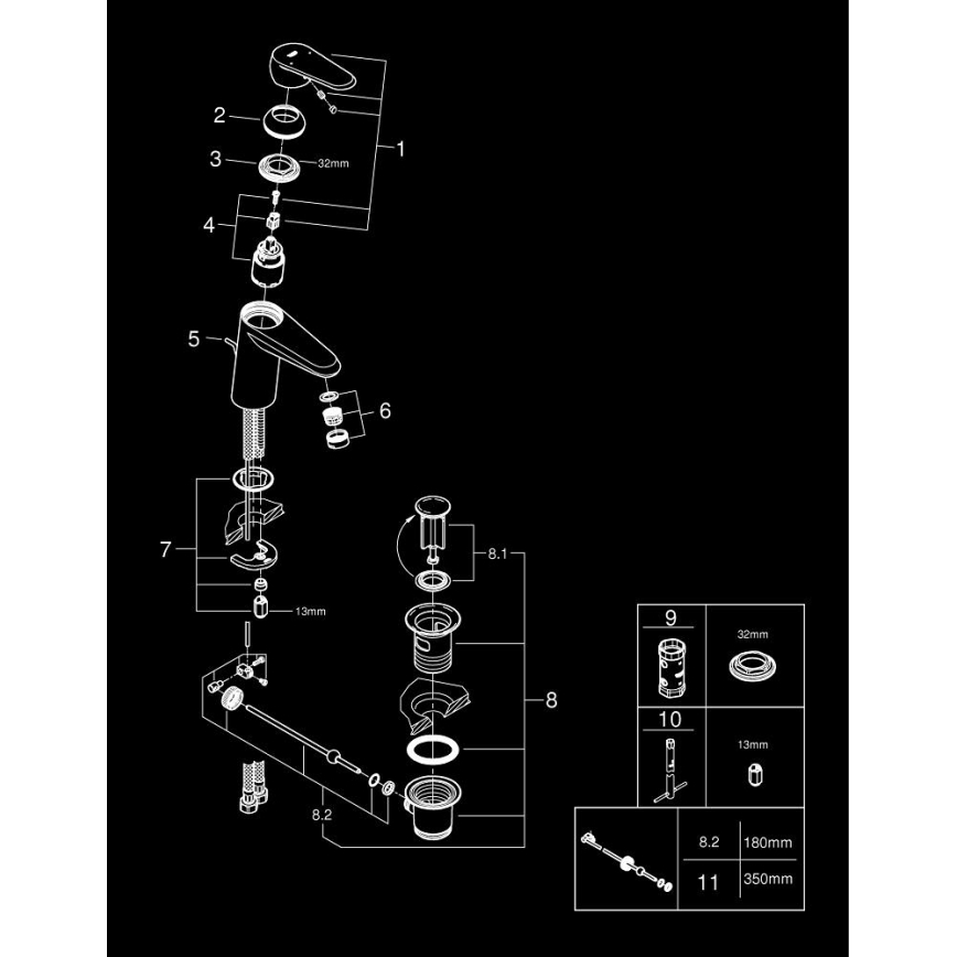 GROHE 3319020E - Valamu segisti EURODISC COSMOPOLITAN suurus S kroom