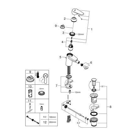 GROHE 33244002 - Bidee segisti EURODISC COSMOPOLITAN DN 15 läikiv kroom