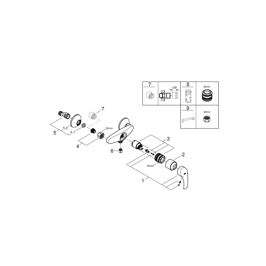 GROHE 33555002 - Dušisegisti EUROSMART DN 15 läikiv kroom