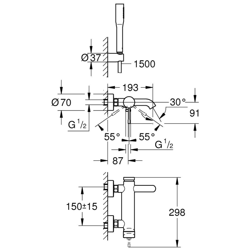 GROHE 33628001 - vannikomplekt koos segistiga ESSENCE DN 15, läikiv kroom