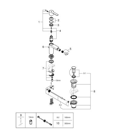 GROHE 33848AL1 - bidee segisti LINEARE, suurus S, grafiit